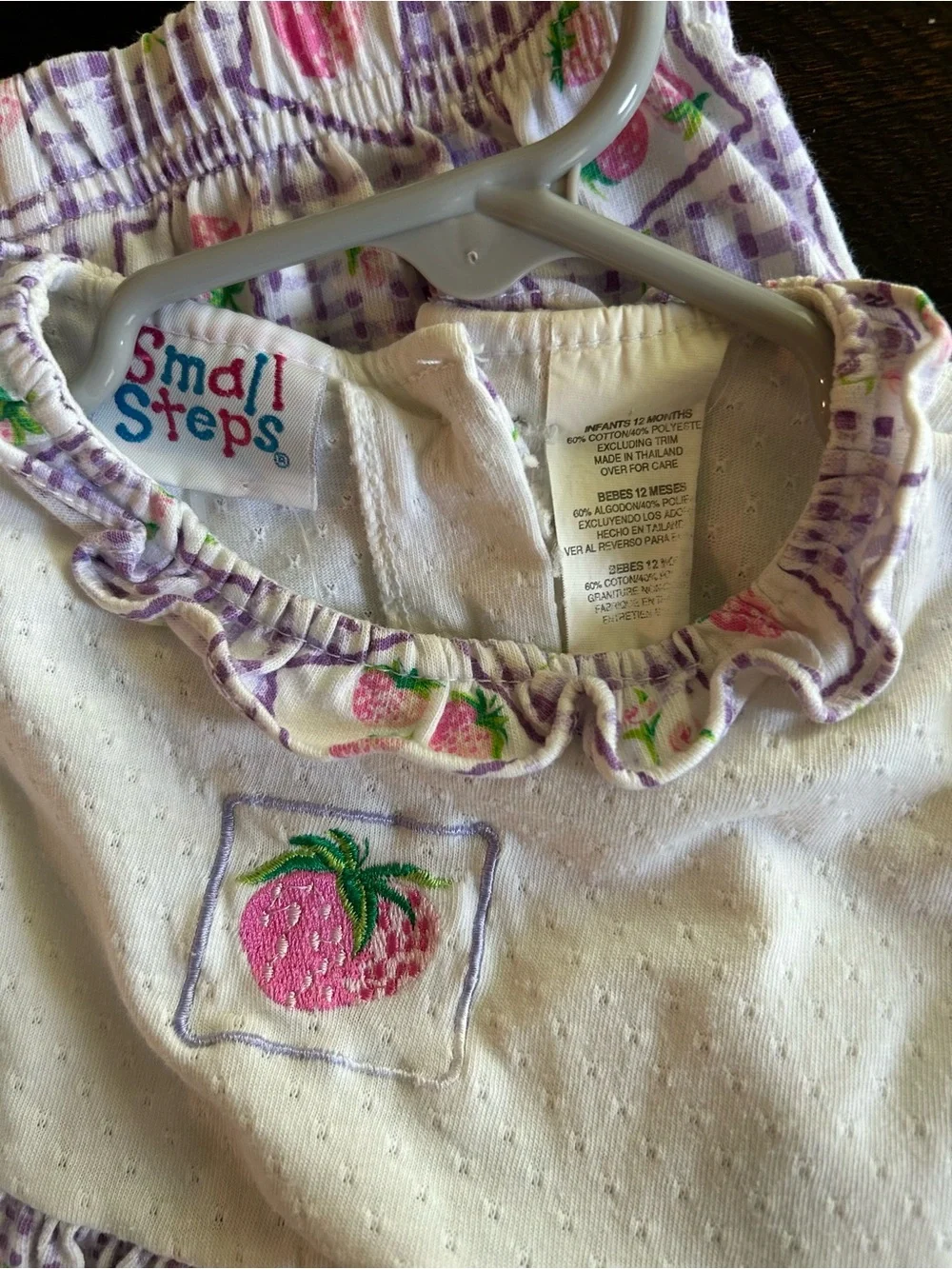 VTG 90s Small Steps Strawberry Gingham Bloomer Set
